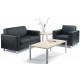 Iceberg Black Leather Reception Sofa